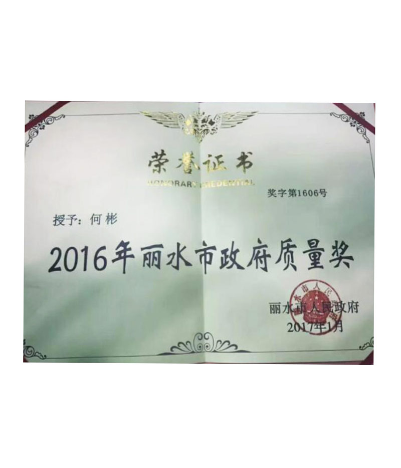 2016年麗水市政府質量獎